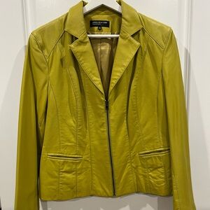 Jones New York Women's Mustard genuine leather Blazer